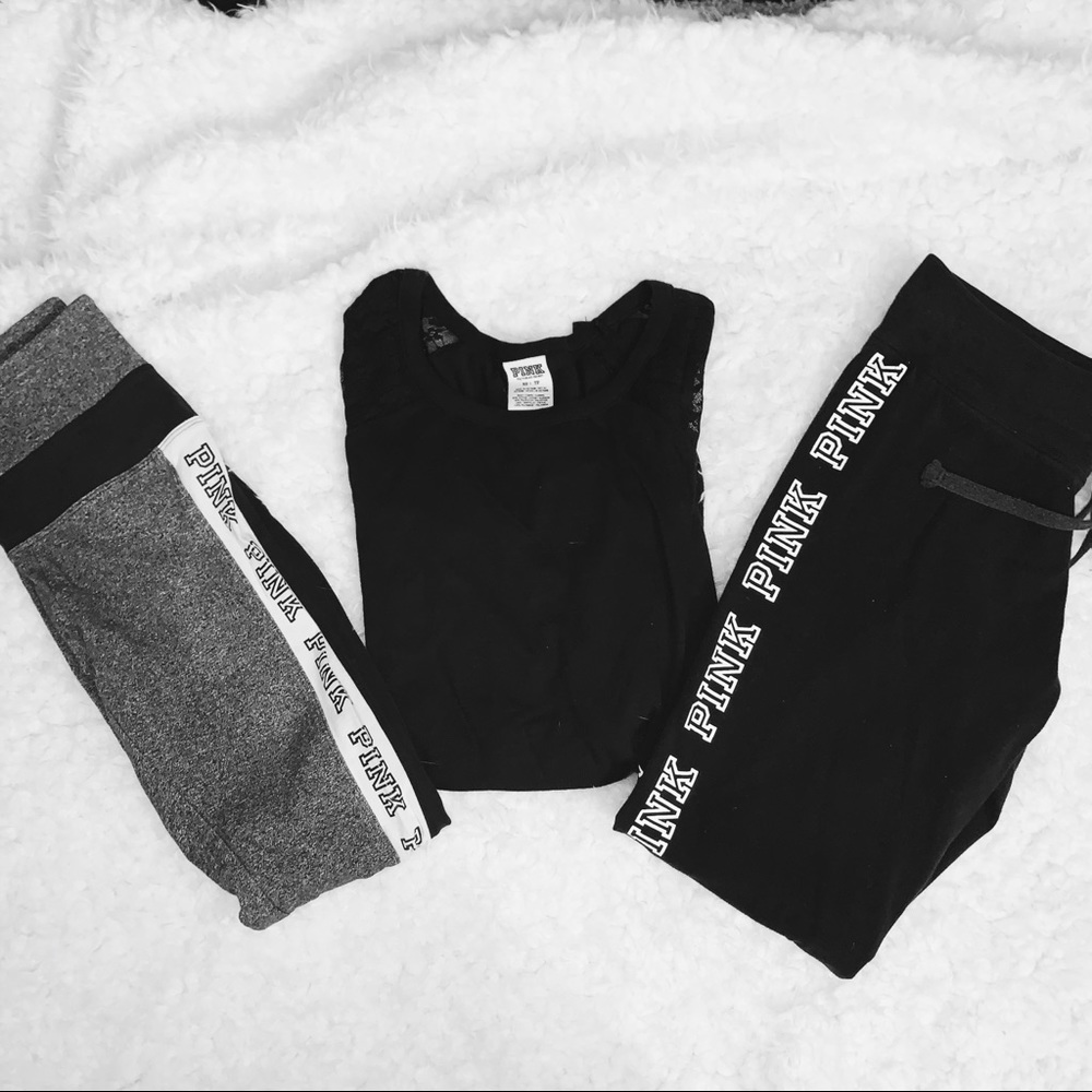 XS PINK VS Shirt and Leggings bundle of 3